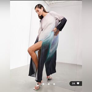 ASOS EDITION LS Bias Cut Maxi Dress Placement Ombre Print US4 NWT IN PACKAGE